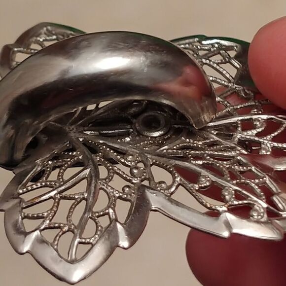 2 for $20 VTG Silver Filigree Leaf Pin With Loop - Picture 8 of 8